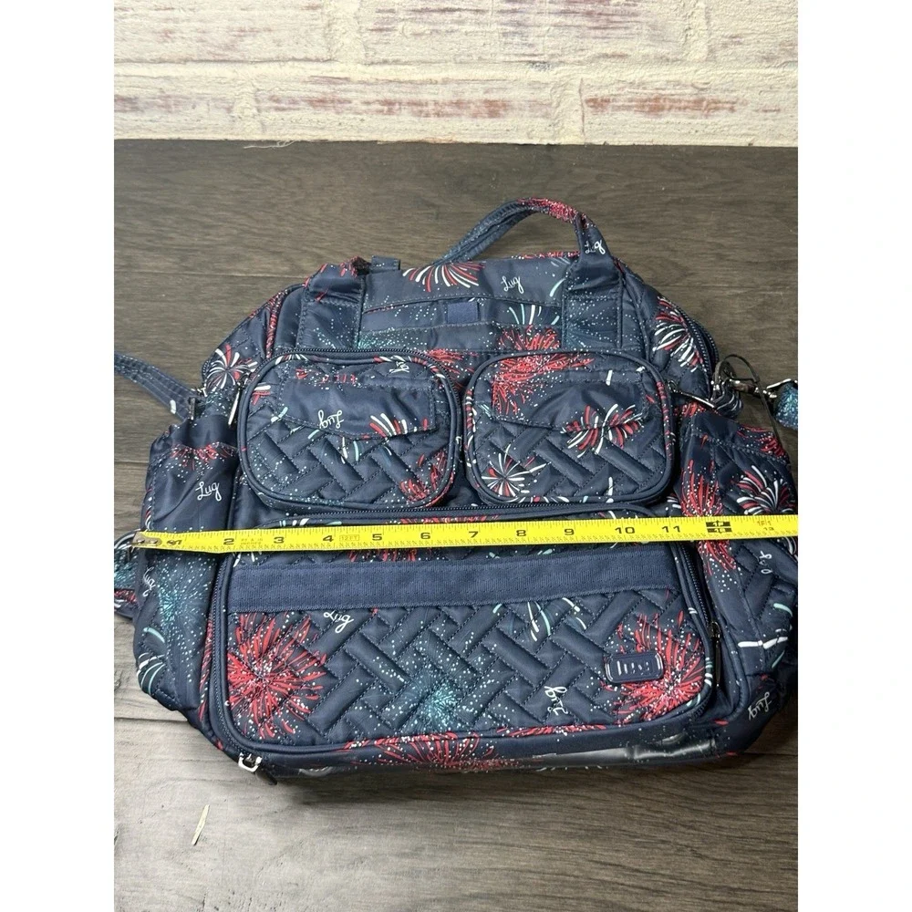 Lug Mini Puddle Jumper Backpack Navy Blue Fireworks Double Handle Purse Bag
